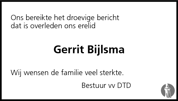 Gerrit Bijlsma 10 01 2010 Overlijdensbericht En Condoleances