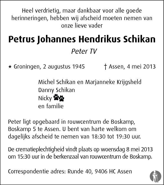 Petrus Johannes Hendrikus Peter TV Schikan 04 05 2013