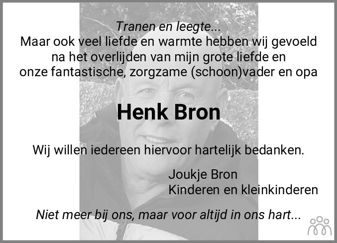 Henk Hendrik Bron 04 05 2022 Overlijdensbericht En Condoleances