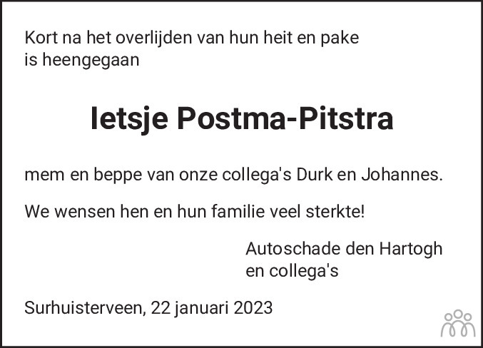 Ietsje Postma Zijlstra 22 01 2023 Overlijdensbericht En Condoleances