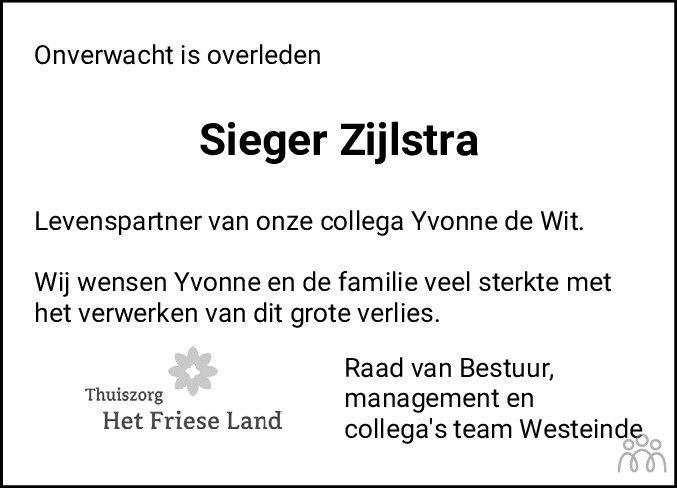 Sieger Zijlstra 23 01 2023 Overlijdensbericht En Condoleances