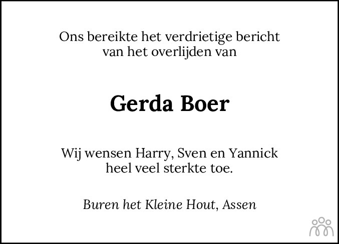 Gerda Boer Ten Hoor Overlijdensbericht En Condoleances