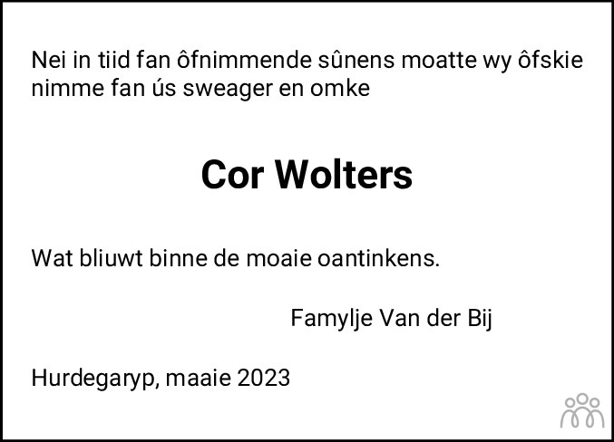 Cor Wolters 09 05 2023 Overlijdensbericht En Condoleances Mensenlinq Nl