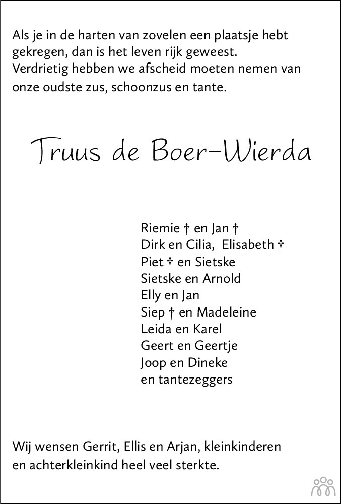 Geertruida Elisabeth Maria Truus De Boer Wierda 19 05 2023