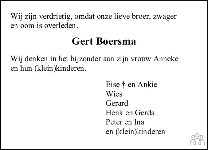 Gert Boersma 31 07 2023 Overlijdensbericht En Condoleances Mensenlinq Nl