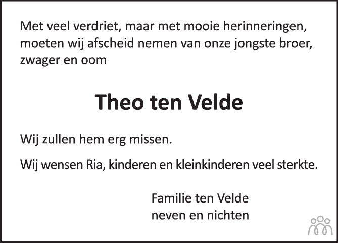 Theo Theodorus Henricus Maria Ten Velde 15 12 2021 Overlijdensbericht