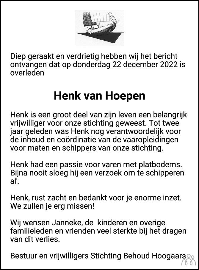 Henk Hendrik Abraham Johannes Van Hoepen 23 12 2022