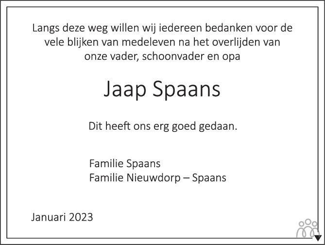 Jacob Jaap Spaans Overlijdensbericht En Condoleances