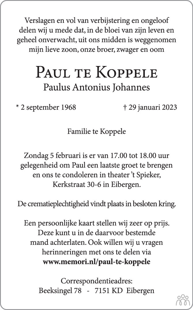 Paul Paulus Antonius Johannes Te Koppele