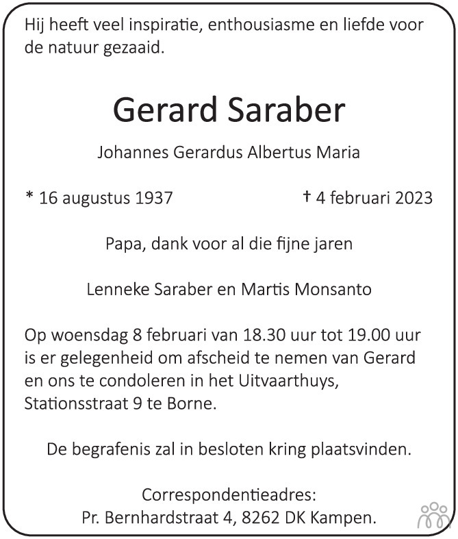 Gerard Johannes Gerardus Albertus Maria Saraber 04 02 2023