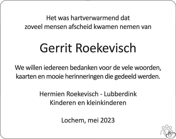 Gerrit Hendrik Roekevisch Overlijdensbericht En Condoleances