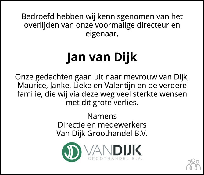 Jan Van Dijk 03 07 2023 Overlijdensbericht En Condoleances Mensenlinq Nl