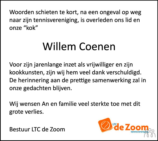 Willem Coenen 08 10 2023 Overlijdensbericht En Condoleances Mensenlinq Nl