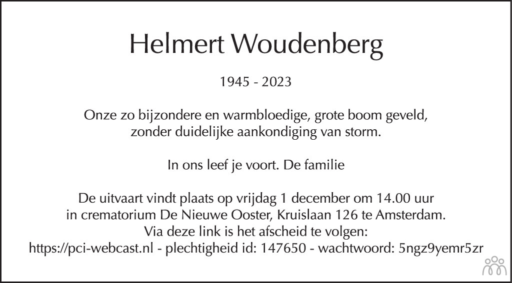 Helmert Woudenberg Overlijdensbericht En Condoleances