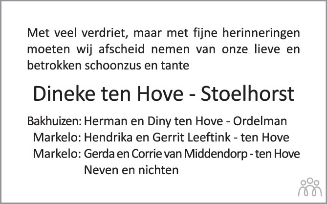 Dineke Gerritdina Johanna Ten Hove Stoelhorst 01 12 2023