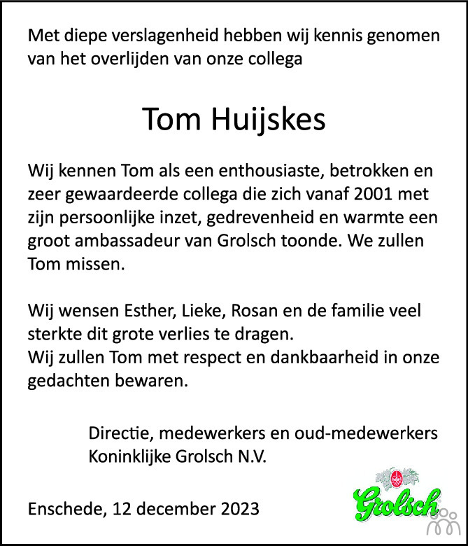 Tom Antonius Theodorus Maria Huijskes 12 12 2023 Overlijdensbericht