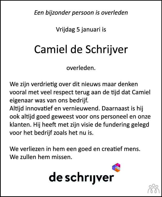 Camillus Franciscus Petrus Camiel De Schrijver 05 01 2024