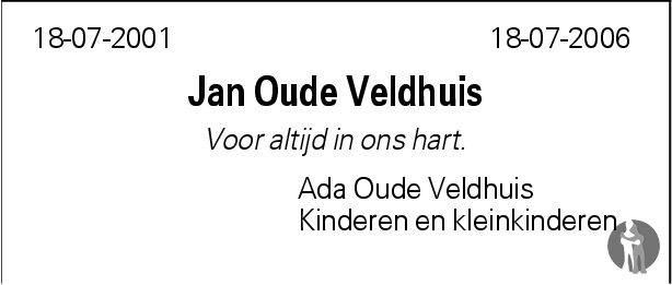 Jan Oude Veldhuis Overlijdensbericht En Condoleances