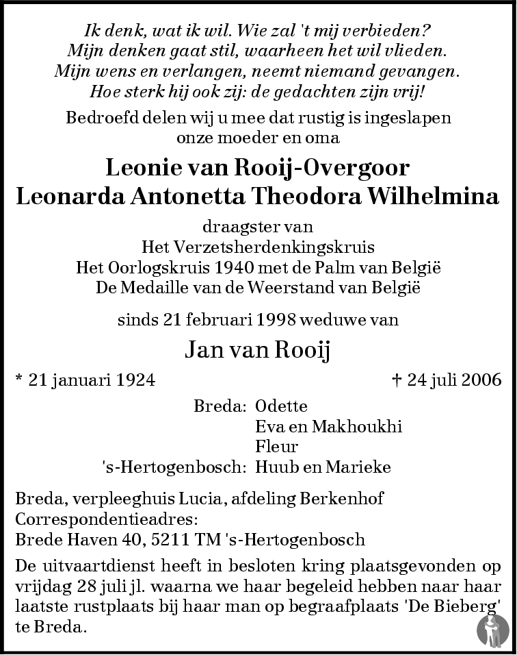 Leonarda Antonetta Theodora Wilhelmina Leonie Van Rooij Overgoor 24