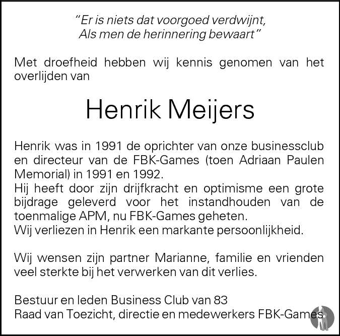 Henrik Meijers Overlijdensbericht En Condoleances