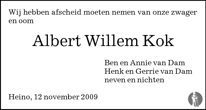 Albert Willem Kok Overlijdensbericht En Condoleances