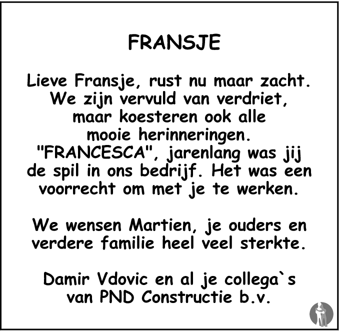 Fransje Geraets Overlijdensbericht En Condoleances