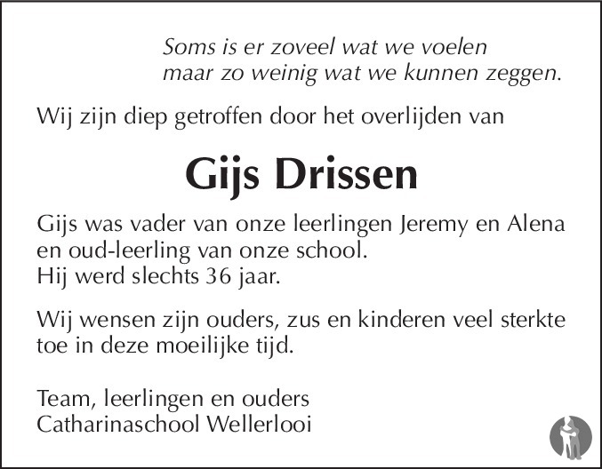 Gijs Drissen 29-05-2018 overlijdensbericht en condoleances Gijs Drissen 29-05-2018 overlijdensbericht en condoleances