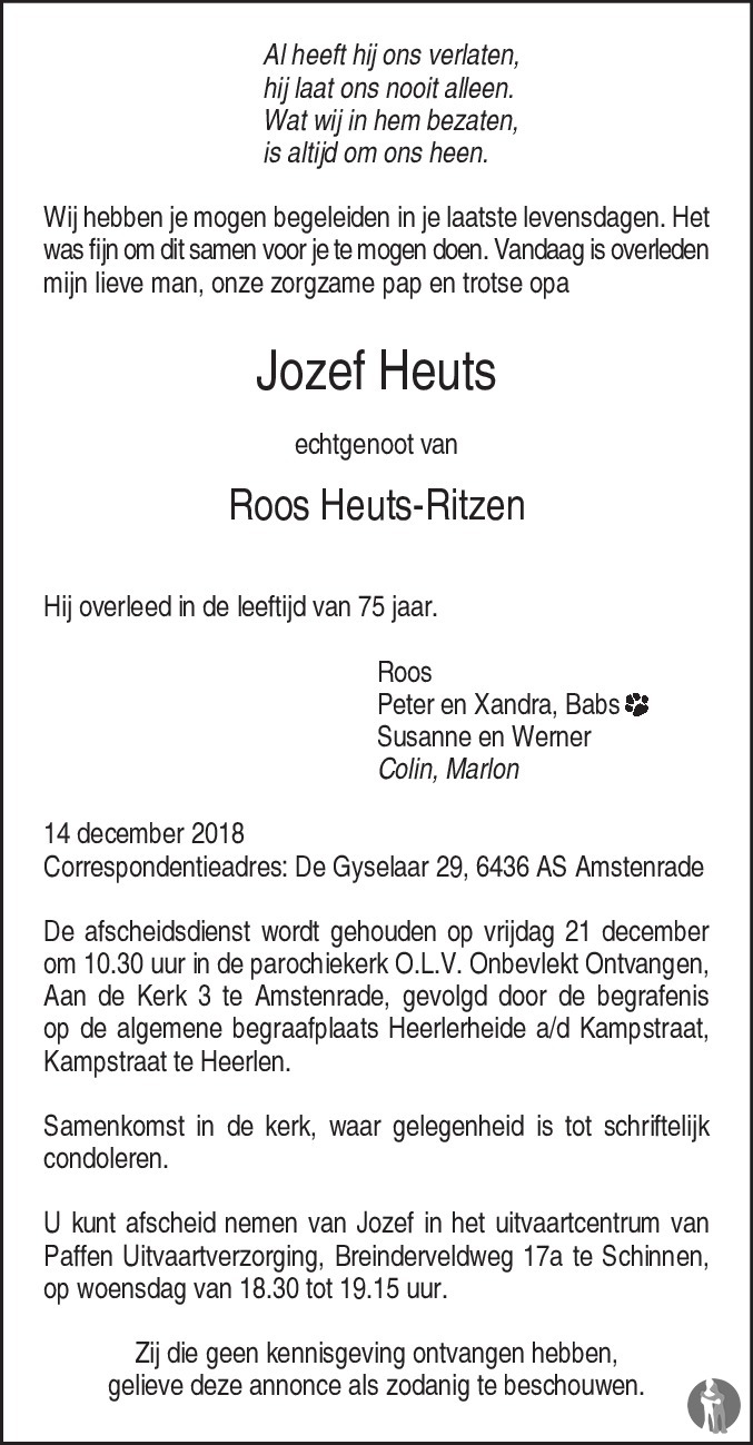 Jozef Heuts 14 12 2018 Overlijdensbericht En Condoleances Mensenlinq nl jozef-heuts-14-12-2018-overlijdensbericht-en-condoleances-mensenlinq-nl