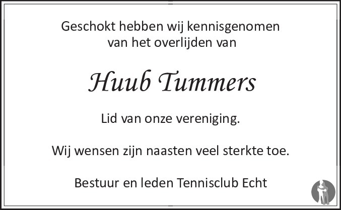 Huub Tummers 03-07-2019 overlijdensbericht en condoleances - Mensenlinq.nl