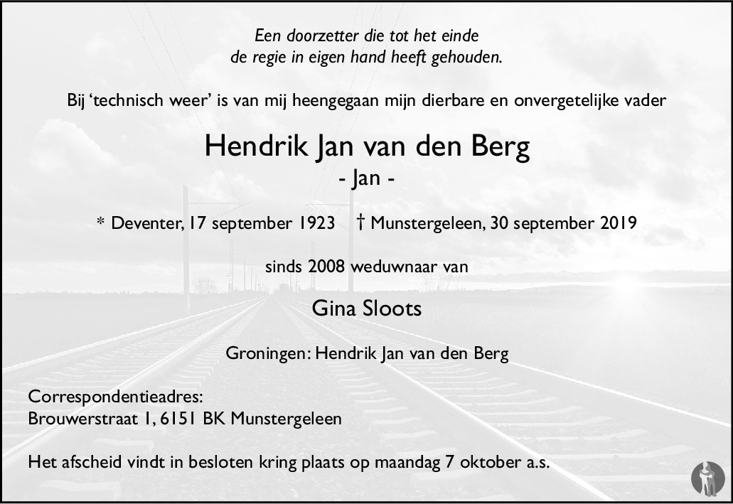 Hendrik Jan (Jan) van den Berg 30092019 overlijdensbericht en condoleances Mensenlinq.nl Hendrik Jan (Jan) van den Berg 30092019 overlijdensbericht en condoleances Mensenlinq.nl