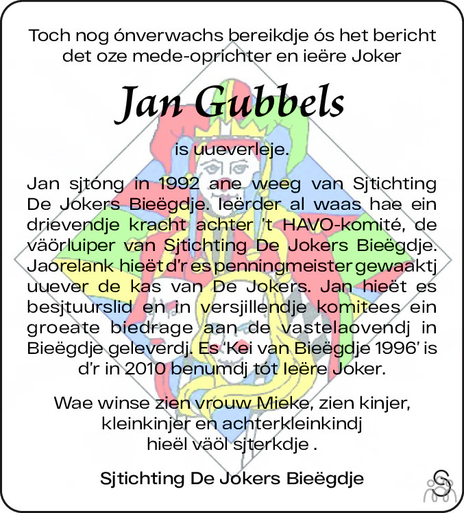 Jan Gubbels 20052024 overlijdensbericht en condoleances Mensenlinq.nl