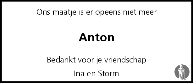 Anton Jan A.B. 20-05-2007 Overlijdensbericht En Condoleances ...