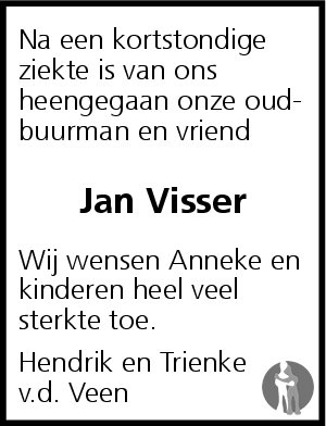 Jan Johannes Visser Overlijdensbericht En Condoleances