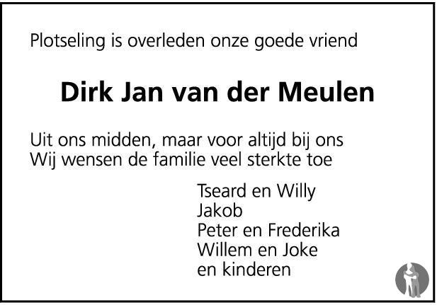 Dirk-Jan van der Meulen 27-01-2011 overlijdensbericht en condoleances