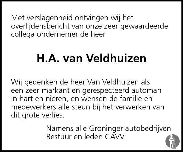 Henricus Antonius (Henri) van Veldhuizen 27042011 overlijdensbericht en condoleances Henricus Antonius (Henri) van Veldhuizen 27042011 overlijdensbericht en condoleances