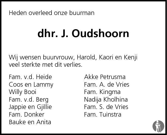 J. Oudshoorn 16072013 overlijdensbericht en condoleances Mensenlinq.nl