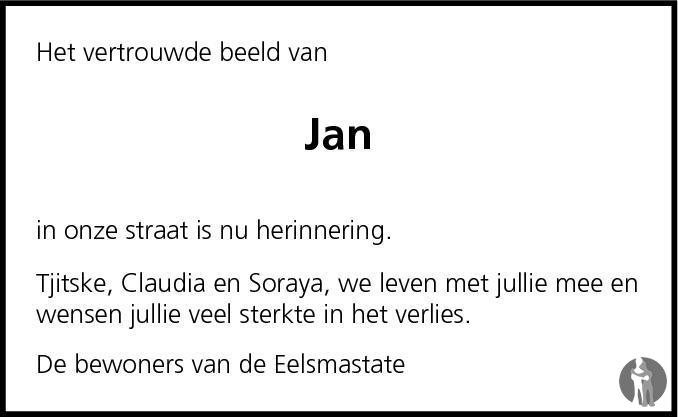 Overlijdensbericht van Jan Doede de Jong in Leeuwarder Courant