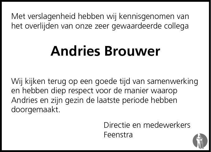 Andries Brouwer 03122013 overlijdensbericht en condoleances