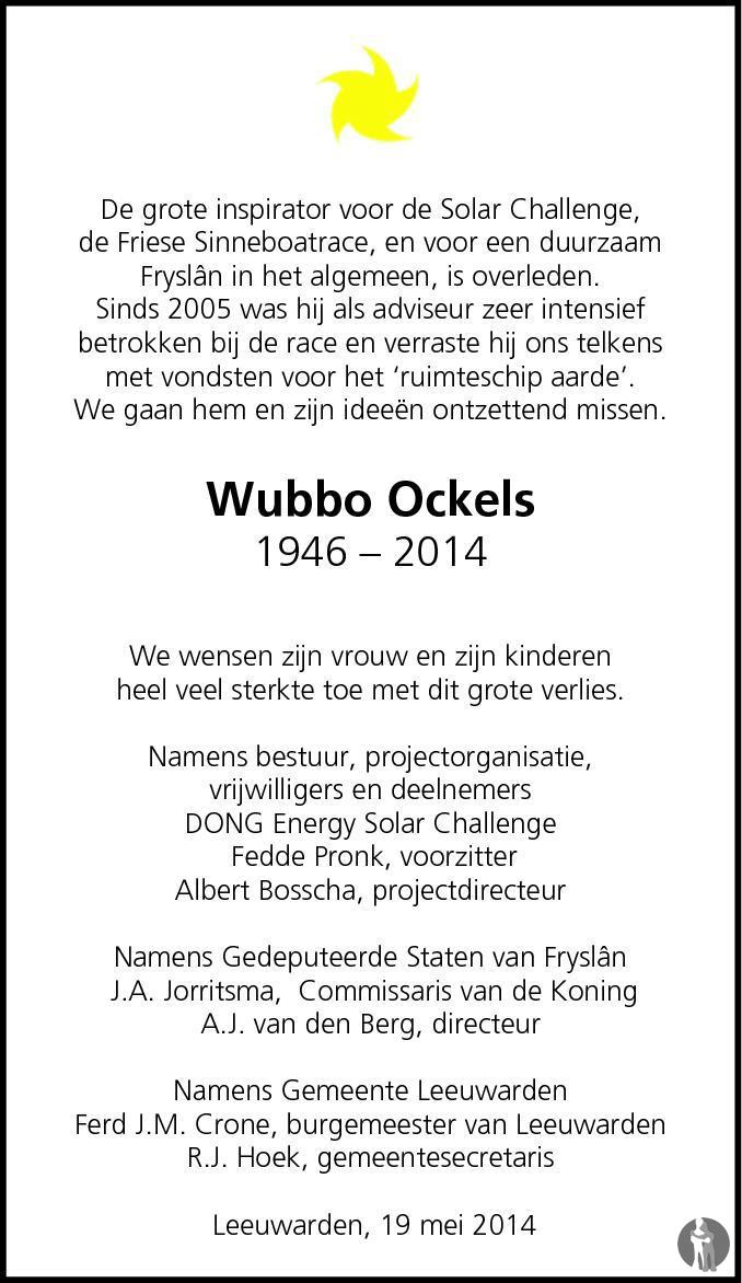 Wubbo Ockels 18052014 overlijdensbericht en condoleances Mensenlinq.nl