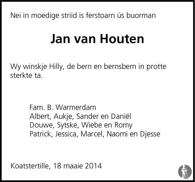 Jan van Houten 18052014 overlijdensbericht en condoleances