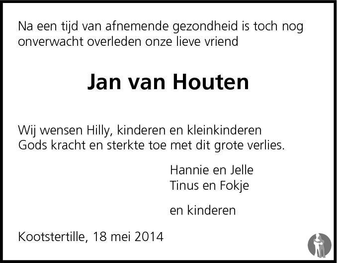 Jan van Houten 18052014 overlijdensbericht en condoleances