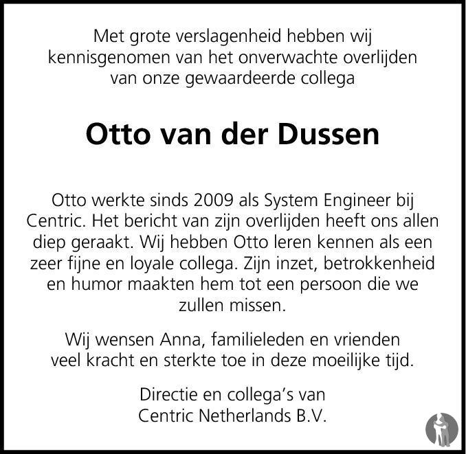 Otto Herman van der Dussen 03102014 overlijdensbericht en condoleances Mensenlinq.nl