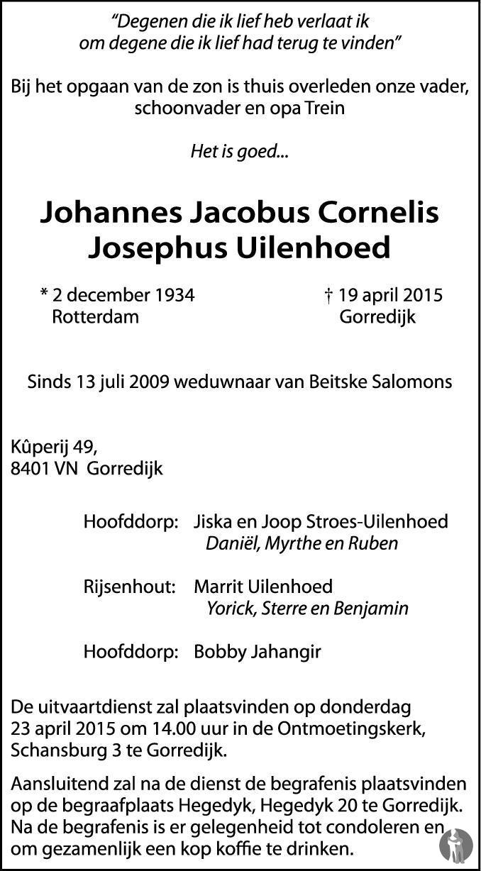 Johannes Jacobus Cornelis Josephus Uilenhoed 19042015