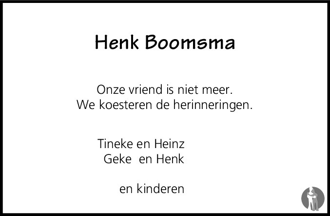 Overlijdensbericht van Henk Boomsma in Leeuwarder Courant