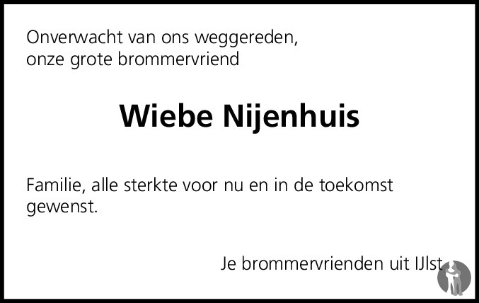 Overlijdensbericht van Wiebe Nijenhuis in Zuidwest-Friesland Combinatie