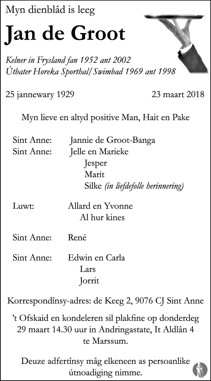 Jan de Groot 23032018 overlijdensbericht en condoleances Mensenlinq.nl Jan de Groot 23032018 overlijdensbericht en condoleances Mensenlinq.nl