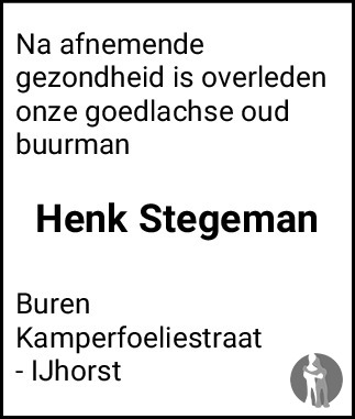 Henk Stegeman 25112018 overlijdensbericht en condoleances Mensenlinq.nl