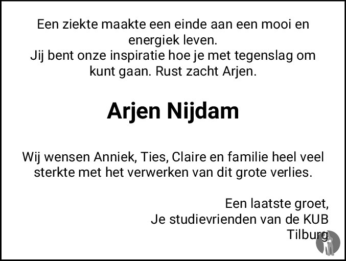 Onvergetelijk Dicteren Uitdrukkelijk Arjen Nijdam ✝ 30-11-2018 overlijdensbericht en condoleances - Mensenlinq.nl