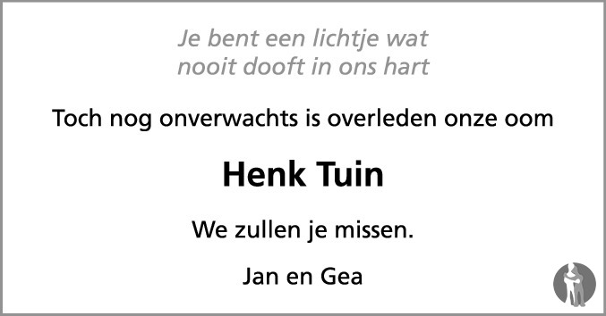 Henk Tuin 06122018 overlijdensbericht en condoleances Mensenlinq.nl