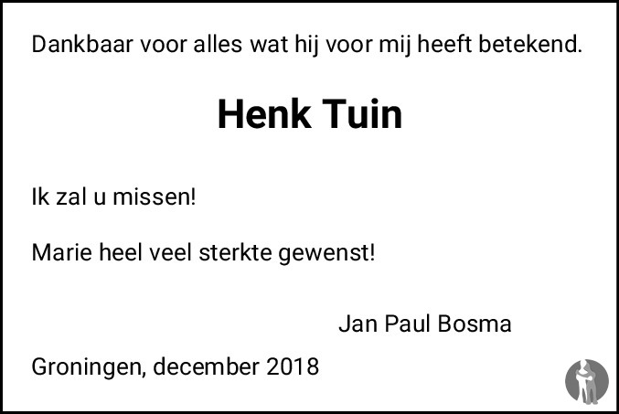 Henk Tuin 06122018 overlijdensbericht en condoleances Mensenlinq.nl